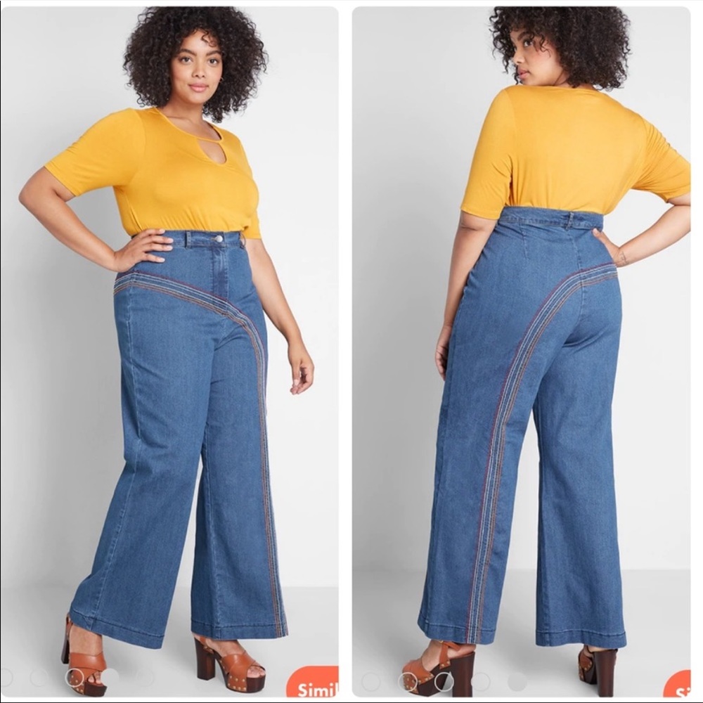 NWT ModCloth Rainbow With Me Wide-Leg Jeans plus size 26W
